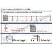 Palettenregal 30G90-10F10 Länge: 27880 mm mit 1000kg je Palettenplatz