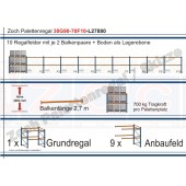 Palettenregal 30G90-70F10 Länge: 27880 mm mit 700kg je Palettenplatz