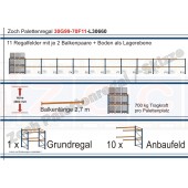 Palettenregal 30G99-70F11 Länge: 30660 mm mit 700kg je Palettenplatz