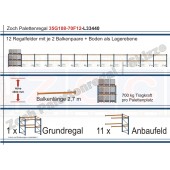 Palettenregal 35G108-70F12 Länge: 33440 mm mit 700kg je Palettenplatz