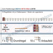 Palettenregal 35G114-10F19 Länge: 36750 mm mit 1000 kg je Palettenplatz