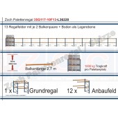 Palettenregal 35G117-10F13 Länge: 36220 mm mit 1000kg je Palettenplatz
