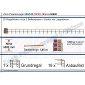 Palettenregal 35G120-10F20 Länge: 38680 mm mit 1000 kg je Palettenplatz
