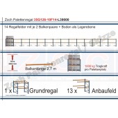Palettenregal 35G126-10F14 Länge: 39000 mm mit 1000kg je Palettenplatz