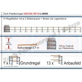Palettenregal 35G126-70F14 Länge: 39000 mm mit 700kg je Palettenplatz