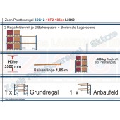 Palettenregal 35G12-10F2 Länge: 3940 mm mit 1000 kg je Palettenplatz