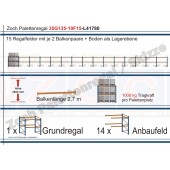 Palettenregal 35G135-10F15 Länge: 41780 mm mit 1000kg je Palettenplatz