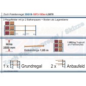 Palettenregal 35G18-10F3 Länge: 5870 mm mit 1000 kg je Palettenplatz
