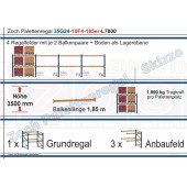 Palettenregal 35G24-10F4 Länge: 7800 mm mit 1000 kg je Palettenplatz