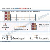 Palettenregal 35G30-10F5 Länge: 9730 mm mit 1000 kg je Palettenplatz