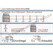 Palettenregal 35G54-10F6 Länge: 16760 mm mit 1000kg je Palettenplatz