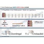 Palettenregal 35G72-10F12 Länge: 23240 mm mit 1000 kg je Palettenplatz