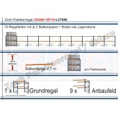 Palettenregal 35G90-10F10 Länge: 27880 mm mit 1000kg je Palettenplatz