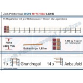 Palettenregal 35G90-10F15 Länge: 29030 mm mit 1000 kg je Palettenplatz