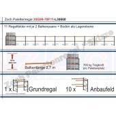 Palettenregal 35G99-70F11 Länge: 30660 mm mit 700kg je Palettenplatz