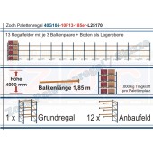 Palettenregal 40G104-10F13 Länge: 25170 mm mit 1000 kg je Palettenplatz