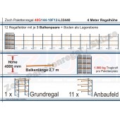 Palettenregal 40G144-10F12 Länge: 33440 mm mit 1000kg je Palettenplatz