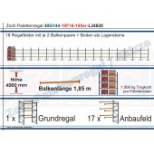 Palettenregal 40G144-10F18 Länge: 34820 mm mit 1000 kg je Palettenplatz