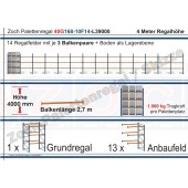 Palettenregal 40G168-10F14 Länge: 39000 mm mit 1000kg je Palettenplatz