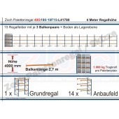 Palettenregal 40G180-10F15 Länge: 41780 mm mit 1000kg je Palettenplatz