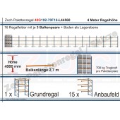 Palettenregal 40G192-70F16 Länge: 44560 mm mit 700kg je Palettenplatz