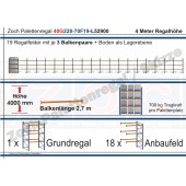 Palettenregal 40G228-70F19 Länge: 52900 mm mit 700kg je Palettenplatz