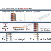 Palettenregal 40G24-10F3 Länge: 5870 mm mit 1000 kg je Palettenplatz