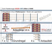 Palettenregal 40G80-10F5 Länge: 18480 mm mit 1000kg je Palettenplatz