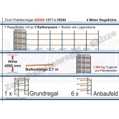 Palettenregal 40G84-10F7 Länge: 19540 mm mit 1000kg je Palettenplatz