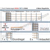 Palettenregal 40G84-70F7 Länge: 19540 mm mit 700kg je Palettenplatz