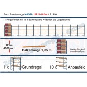 Palettenregal 40G88-10F11 Länge: 21310 mm mit 1000 kg je Palettenplatz