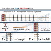 Palettenregal 40G96-10F12 Länge: 23240 mm mit 1000 kg je Palettenplatz