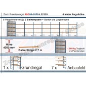 Palettenregal 40G96-10F8 Länge: 22320 mm mit 1000kg je Palettenplatz