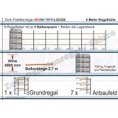 Palettenregal 40G96-70F8 Länge: 22320 mm mit 700kg je Palettenplatz