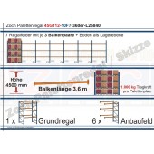 Palettenregal 45G112-10F7 Länge: 25840 mm mit 1000kg je Palettenplatz