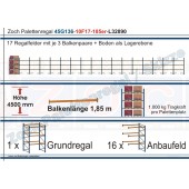 Palettenregal 45G136-10F17 Länge: 32890 mm mit 1000 kg je Palettenplatz