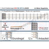 Palettenregal 45G156-10F13 Länge: 36220 mm mit 1000kg je Palettenplatz
