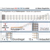 Palettenregal 45G192-70F16 Länge: 44560 mm mit 700kg je Palettenplatz