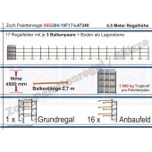 Palettenregal 45G204-10F17 Länge: 47340 mm mit 1000kg je Palettenplatz