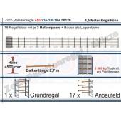 Palettenregal 45G216-10F18 Länge: 50120 mm mit 1000kg je Palettenplatz
