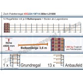 Palettenregal 45G224-10F14 Länge: 51600 mm mit 1000kg je Palettenplatz