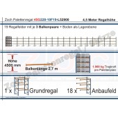 Palettenregal 45G228-10F19 Länge: 52900 mm mit 1000kg je Palettenplatz