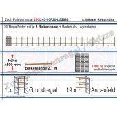 Palettenregal 45G240-10F20 Länge: 55680 mm mit 1000kg je Palettenplatz