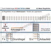 Palettenregal 45G240-70F20 Länge: 55680 mm mit 700kg je Palettenplatz
