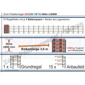 Palettenregal 45G256-10F16 Länge: 58960 mm mit 1000kg je Palettenplatz