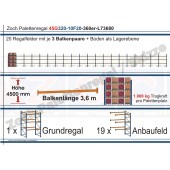 Palettenregal 45G320-10F20 Länge: 73680 mm mit 1000kg je Palettenplatz