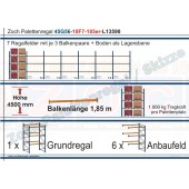 Palettenregal 45G56-10F7 Länge:13590 mm mit 1000 kg je Palettenplatz