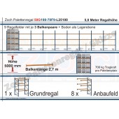 Palettenregal 50G108-70F9 Länge: 25100 mm mit 700kg je Palettenplatz