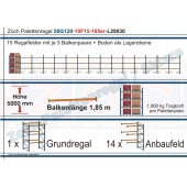 Palettenregal 50G120-10F15 Länge: 29030 mm mit 1000 kg je Palettenplatz
