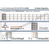 Palettenregal 50G144-70F12 Länge: 33440 mm mit 700kg je Palettenplatz